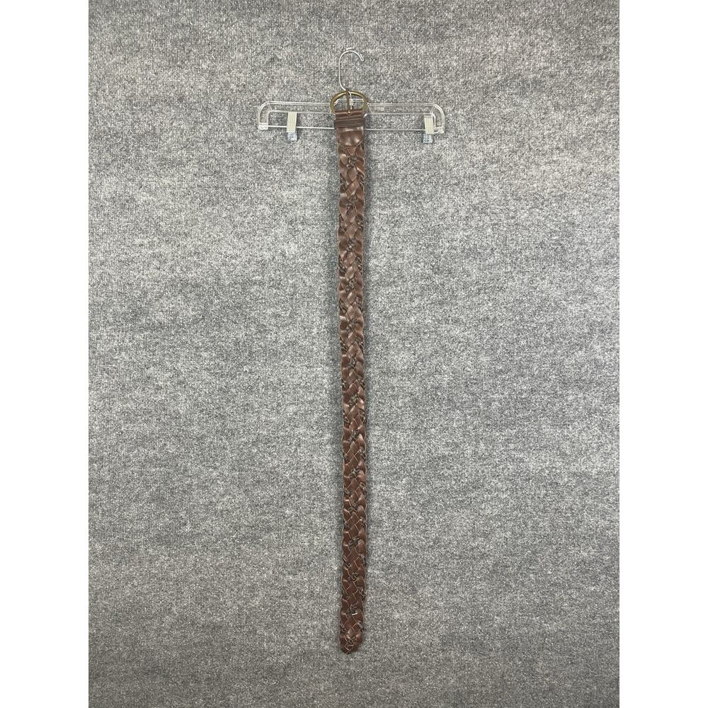 Faded Glory Leather Belt Women's‎ Large Brown Thick Woven Brass Buckle 41-42”
